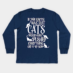 Flat Earth Cat Theory graphic funny earth day t-shirt Kids Long Sleeve T-Shirt